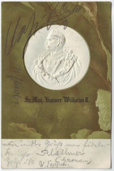 Präge-AK Kaiser Wilhelm II. Sammelkarte des Deutschen Kriegerbundes 1905