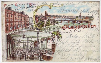 AK Litho Frankfurt am Main Grüsse aus den Kaiserhallen 1899 RAR