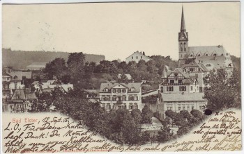 AK Bad Elster Ortsansicht Hotel Rheingold mit Kirche 1905