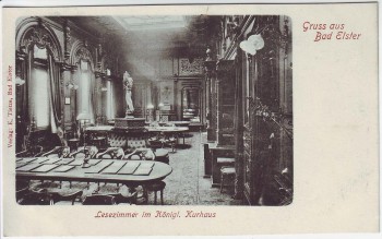 AK Gruss aus Bad Elster Lesezimmer im Königl. Kurhaus 1900