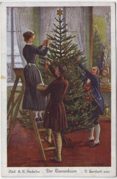 Künstler-AK O. Herrfurth Der Tannenbaum beim Schmücken Uvachrom Nr. 4512 1920