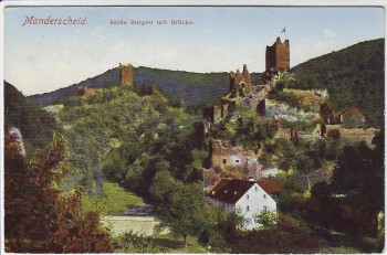 AK Manderscheid Beide Burgen mit Brücke 1920