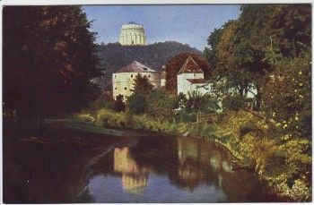AK Foto Kelheim Blick von der kleinen Donaubrücke zur Befreiungshalle 1930