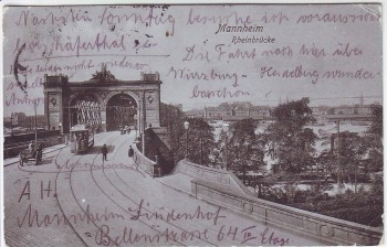AK Mannheim Rheinbrücke 1908