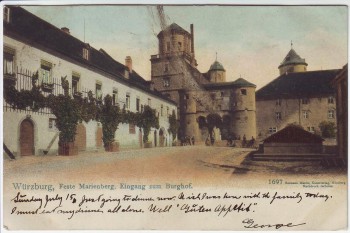 AK Würzburg Feste Marienberg Eingang zum Burghof 1900