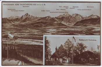 AK Panorama vom Taubenberg mit Blockhaus 895 m bei Warngau Oberbayern 1928