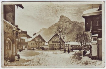 AK Foto Oberammergau Hauptplatz mit Kofel im Winter 1942