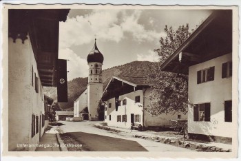 AK Foto Unterammergau Hauptstrasse mit Fahnen 1940 RAR