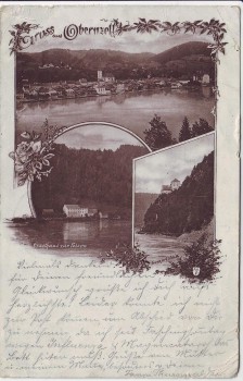 AK Gruss aus Obernzell Totale Gasthaus Krempelstein 1900