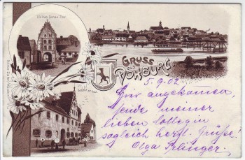 AK Litho Gruss aus Vohburg an der Donau Totale Gasthof zur Post 1902