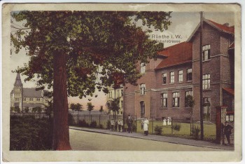 AK Rünthe in Westfalen Schulstrasse mit Menschen bei Bergkamen 1910 RAR