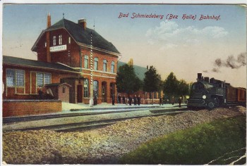 AK Bad Schmiedeberg (Bez. Halle) Bahnhof mit Zug 1925 RAR