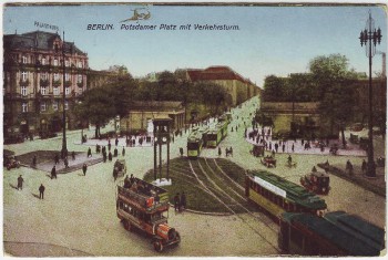 AK Berlin Mitte Potsdamer Platz mit Verkehrsturm 1927