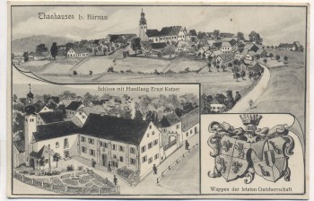 AK Thanhausen b. Bärnau Schloss mit Handlung Ernst Kutzer Wappen der letzten Gutsherrschaft Verlag Hans Pernat K.B. Bahnpost 1903 Sammlerstück RAR