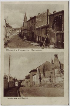 AK Blamont Engelstrasse Hauptstrasse 1.WK Doubs Frankreich 1916