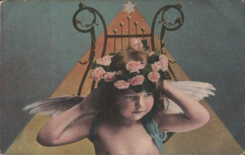 AK Kind als Engel mit Rosenkranz 1910