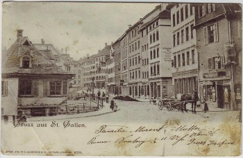 AK Gruss aus St. Gallen Straßenansicht SG Schweiz 1900