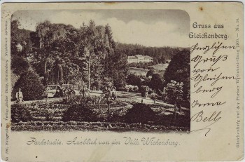 AK Gruss aus Gleichenberg Park mit Ausblick von der Villa Wickenburg Steiermark Österreich 1910