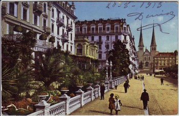 AK Luzern Promenade vor dem Hotel Schweizerhof LU Schweiz 1913