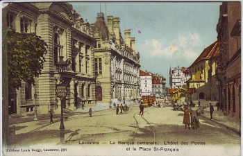 AK Lausanne La Banque cantonale VD Schweiz 1912