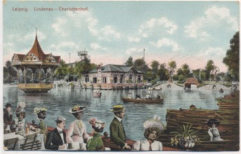 AK Leipzig Lindenau Charlottenhof viele Menschen 1910