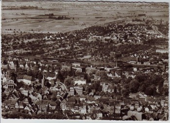 AK Foto Weinheim an der Bergstraße Luftbild Blick von der W.S.C.-Wachenburg West-Stadt 1966