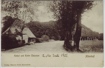 AK Altenhof Kiekut und Kieler Chausee bei Eckernförde 1909
