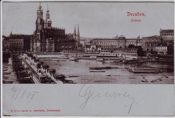 AK Dresden Blick auf Altstadt mit Hotel Bellevue Schiffe Brücke 1901