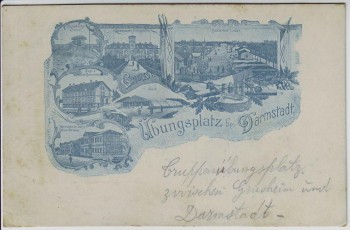 AK Gruss vom Übungsplatz Zelte Baracken bei Darmstadt Griesheim 1921