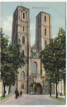 AK Breslau Dom mit Menschen Wrocław Schlesien Polen 1915