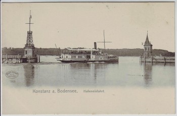 AK Konstanz am Bodensee Hafeneinfahrt mit Dampfer Kaiser Wilhelm 1910