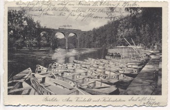 AK Görlitz Am Viadukt mit Kahnstation 1912