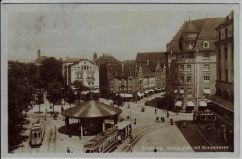 AK Foto Augsburg Königsplatz mit Annastrasse Straßenbahn 1930