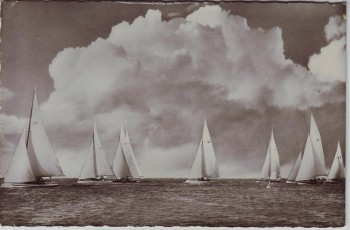 AK Foto Ammersee Segelschiffe bei Utting 1950