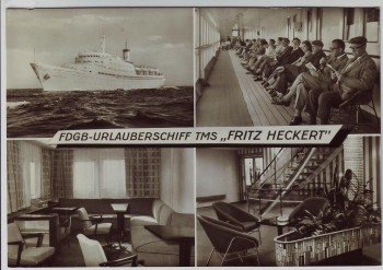 AK Mehrbild FDGB-Urlauberschiff TMS Fritz Heckert 1963