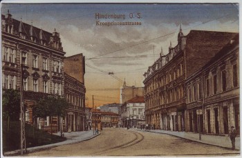 AK Zabrze Hindenburg O.S. Kronprinzenstrasse Schlesien Polen 1910 RAR