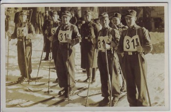 AK Foto Schierke Skiwettkämpfe der NS-Gliederungen Brigade 59 Brigadeführer Bischoff Harz 1938 RAR