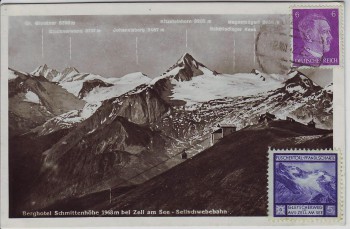 AK Foto Zell am See Berghotel Schmittenhöhe Salzburg Österreich mit Spendenmarke DJH Schafft Jugendherbergen 1942 RAR