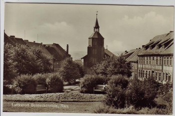 AK Foto Stadt Benneckenstein (Harz) Ortsansicht mit Kirche bei Oberharz am Brocken 1958