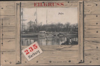 AK Eilgruss Harburg Hafen Hamburg 1902