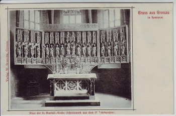 AK Gruss aus Gronau in Hannover (Leine) Altar der St. Matthäi-Kirche 1900