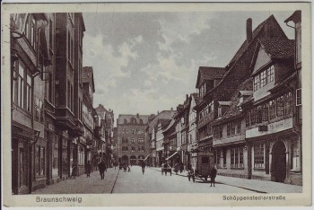 VERKAUFT !!!   AK Braunschweig Schöppenstedter Straße mit Menschen 1931 RAR
