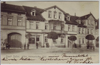 AK Bad Sulza Hotel Weimarischer Hof mit Menschen 1912 RAR