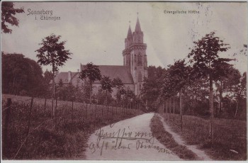 AK Sonneberg in Thüringen Blick auf Evangelische Kirche 1905 RAR