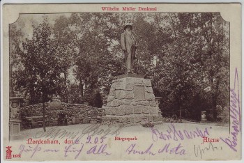 AK Nordenham Atens Bürgerpark Wilhelm Müller Denkmal 1905