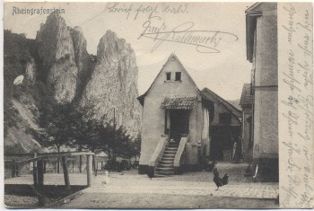 AK Rheingrafenstein mit Haus und Hahn b. Bad Münster am Stein Bad Kreuznach 1905