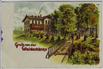 AK Litho Gruß von der Waldschänke bei Connewitz Leipzig 1909