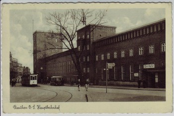 AK Beuthen O.S. Bytom Blick auf Hauptbahnhof Schlesien Polen 1939