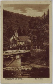 AK Treseburg im Bodetal Blick auf die Kirche Thale 1915
