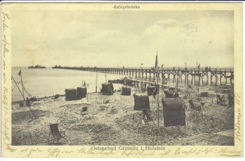 AK Ostseebad Grömitz in Holstein Anlegebrücke 1915
